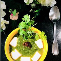 A picture of Palak Paneer (Spinach Cheese/Tofu).
