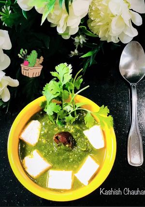 A picture of Palak Paneer (Spinach Cheese/Tofu).
