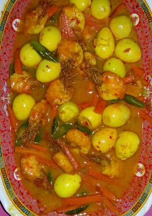 Foto resep Gulai udang telur puyu mix buncis dan wortel
