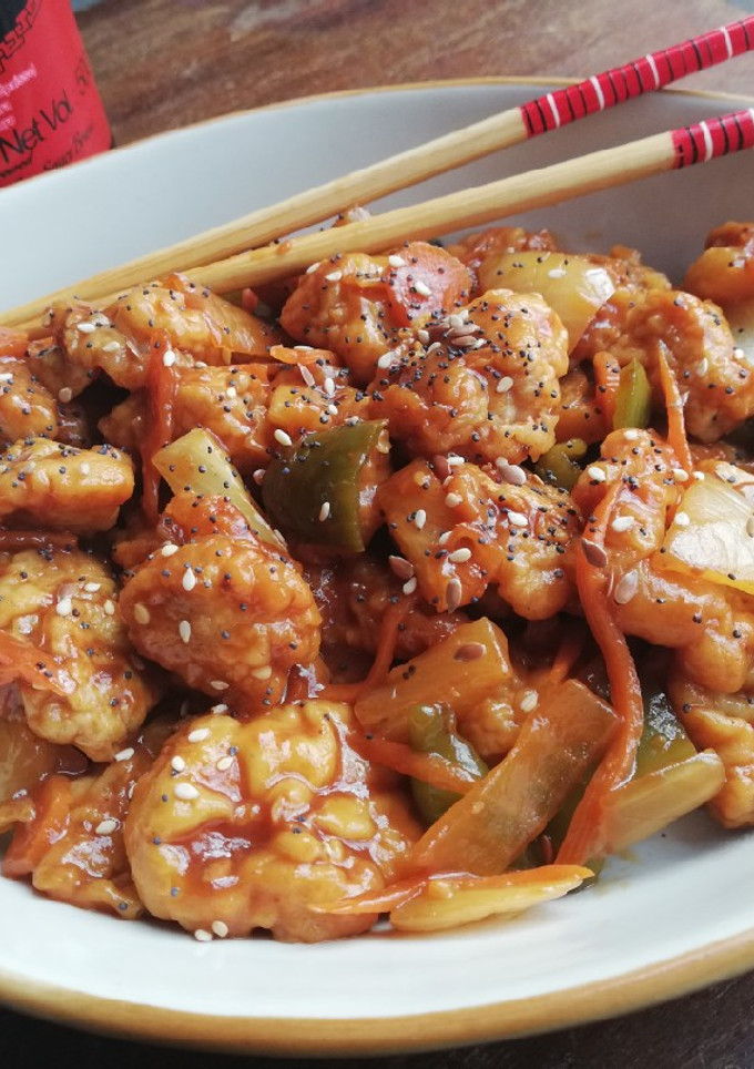 Una foto de Cerdo agridulce chino🥡🥢
