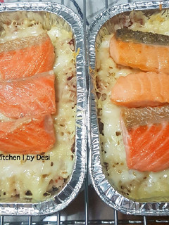 Foto resep Nasi panggang keju topping salmon