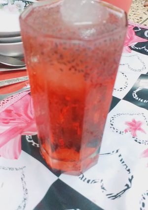 A picture of Refreshing roohafza with watermelon.