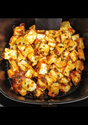 A picture of Air Fried Schezwan Paneer.