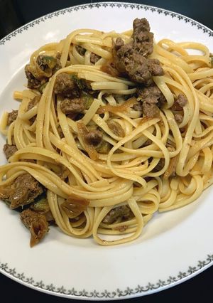 Une photo de Linguine steak haché & courgettes