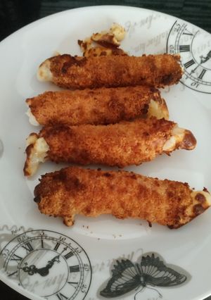 Una foto de Rollitos de jamón York y queso en freidora sin aceite