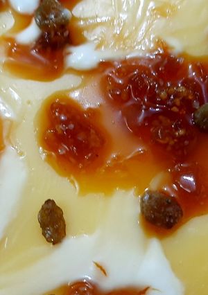 A picture of Caramel fruit trifle.