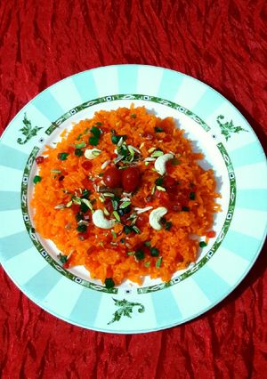 A picture of Carrot Zarda Pulao.