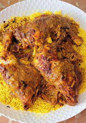 صورة لوصفة أفخاذ دجاج في الفرن مع أرز 🍚🍗🍗