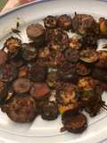 Courgettes tricolores grillées au romarin,tomate et marinade