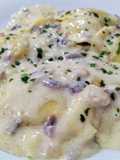 Medaglioni de gambas y lima, con salsa Scamorza