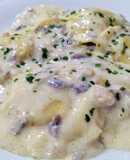 Medaglioni de gambas y lima, con salsa Scamorza