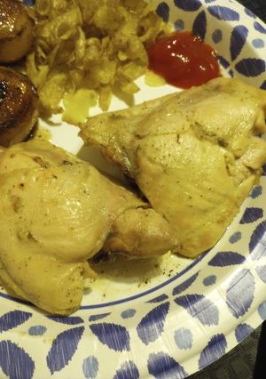A picture of Oven Chicken with Dr. Bakers Cornell Chicken Barbecue sauce.