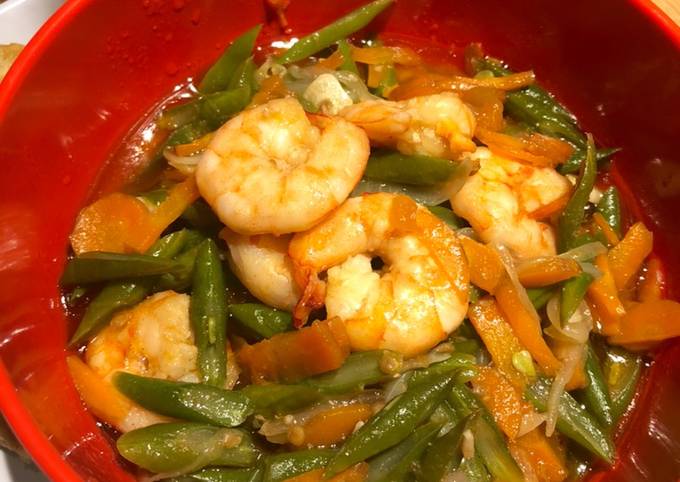 Oseng-oseng Buncis dan udang sederhana| Simple Shrimps and Green beans Stir Fry