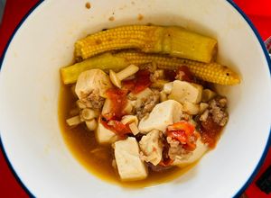 Hình của món Đậu hủ non kho nước tương dinh dưỡng cho gia đình.