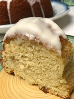 A picture of Cream Cheese Pound Cake w/Lemon Glaze.
