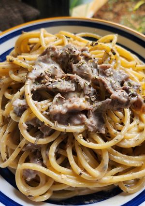 Foto resep Spaghetti beef carbonara