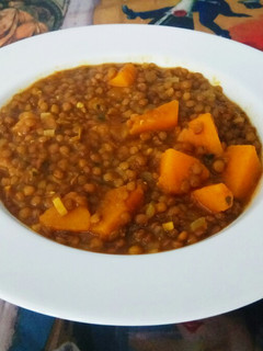 Una foto de Lentejas con Calabaza al curry