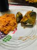 Chiles rellenos de carne molida con queso Philadelphia