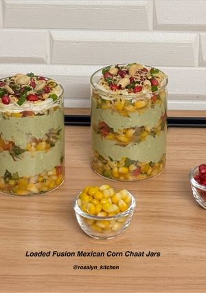 A picture of Loaded Fusion Mexican Corn Chaat Jars 🌽🧀.