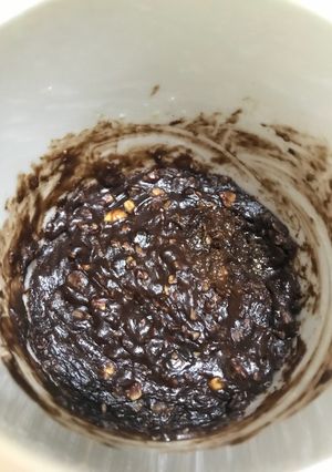 A picture of Nut butter banana chocolate mug cake.