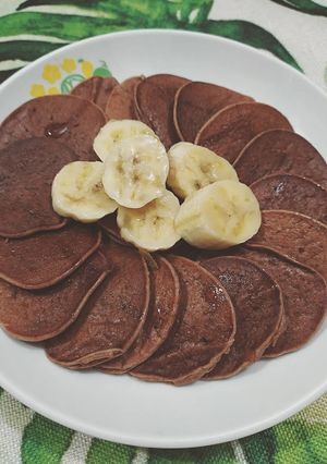 Hình của món Pancake yến mạch chuối cacao.