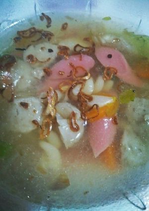 Foto resep Sup Bakso sosis makaroni