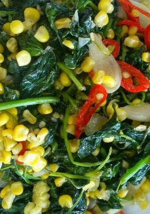 Foto resep Tumis bayam and jagung