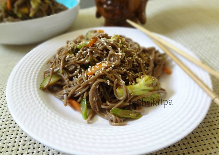 Soba Noodles with Vegetables in Honey based sauce: