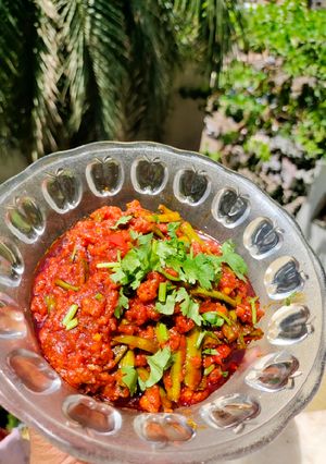 A picture of Guvar nu shak/Gujrati Style Guvarfali ki sabzi/Guar subzi.