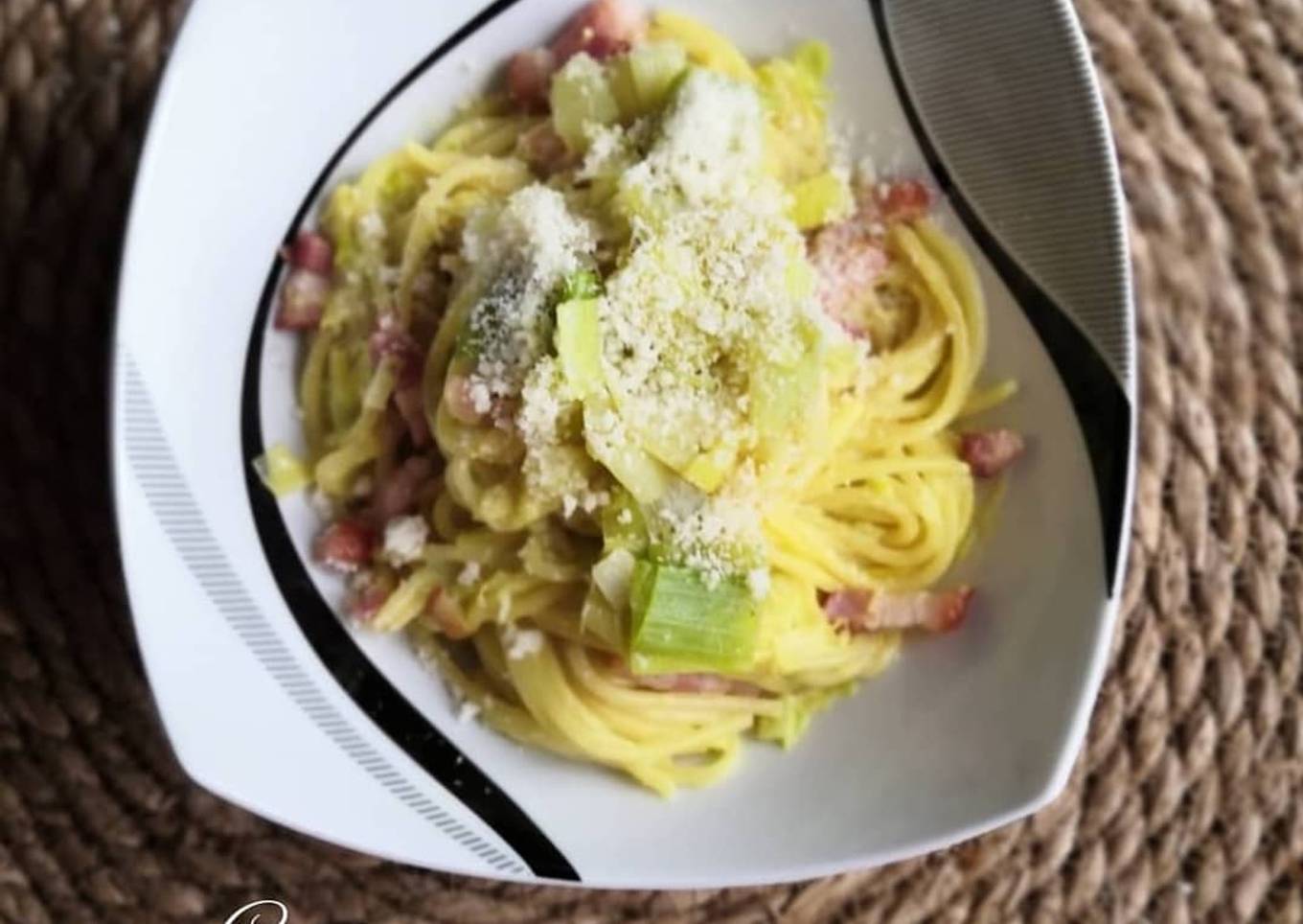 Spaghetti crème de poireaux