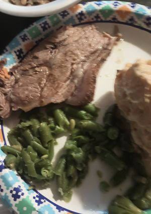A picture of Roasted Pork Roast with Onions.