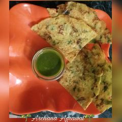 #Moong ki dhuli dal ka chila with Spinach #Leafygreens#post 3 A picture of #Moong ki dhuli dal ka chila with Spinach #Leafygreens#post 3.