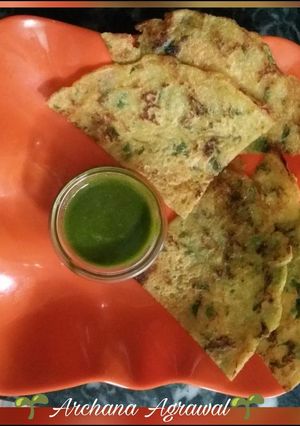 A picture of #Moong ki dhuli dal ka chila with Spinach #Leafygreens#post 3.