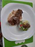Carne al jugo con arroz primavera con papa