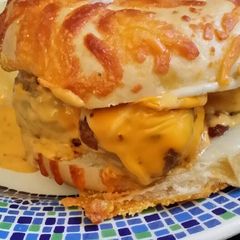 A picture of Brad's cheesey meatball sandwich.