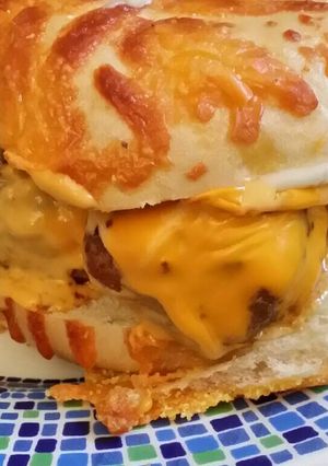 A picture of Brad's cheesey meatball sandwich.