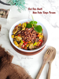 Foto resep 518.Red Rice Bowl Ikan Peda Tempe mercon kemangi