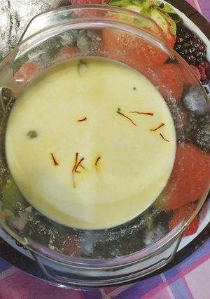 A picture of Saffron Chenna Payesam.