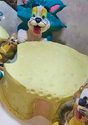 Una foto de Torta de Tom y Jerry!! Para Luz!! Con muñecos hechos en rkt