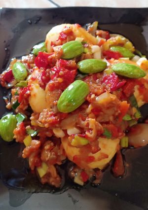 Foto resep Balado telor dan pete.. 😚