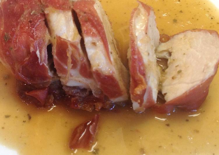 Turkey in Parma Roulade with Sage & Onion Gravy