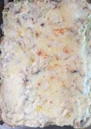 Una foto de Fideos gratinados con champignones