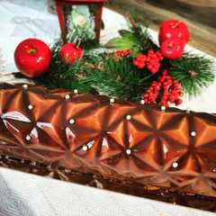 Une photo de Bûche chocolat mandarine aux quatre épices