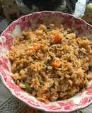 Arroz con espinacas y zanahoria