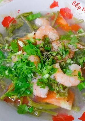 Hình của món Canh chua tôm rau nhút nấu mẻ.
