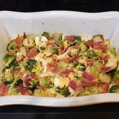 A picture of Bacon Brussels Sprouts Gratin.
