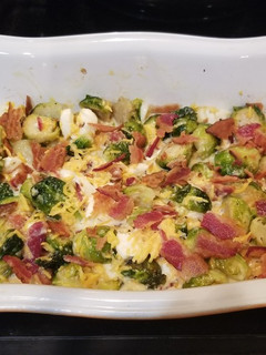 A picture of Bacon Brussels Sprouts Gratin.