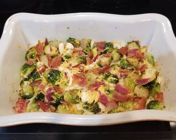 Unique Cuisine Bacon Brussel Sprouts Gratin Delicious and Healthy