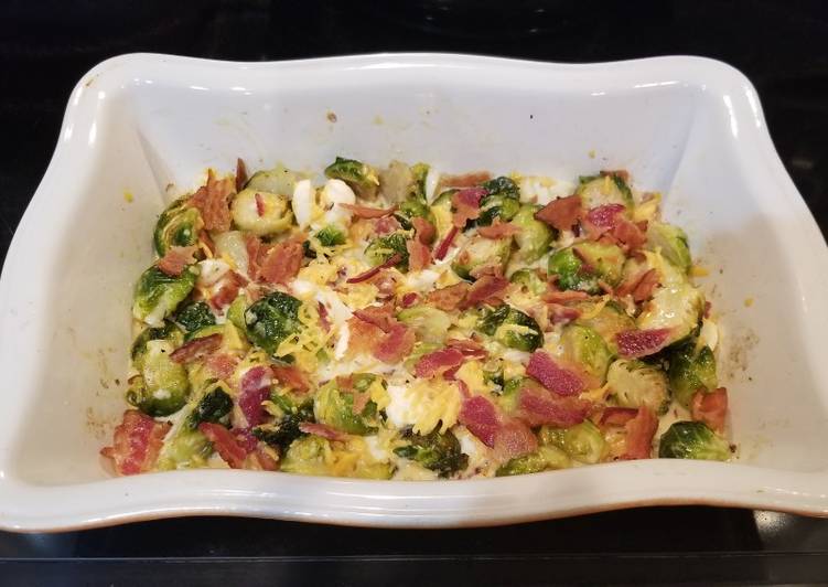 Recipe of Appetizing Bacon Brussel Sprouts Gratin