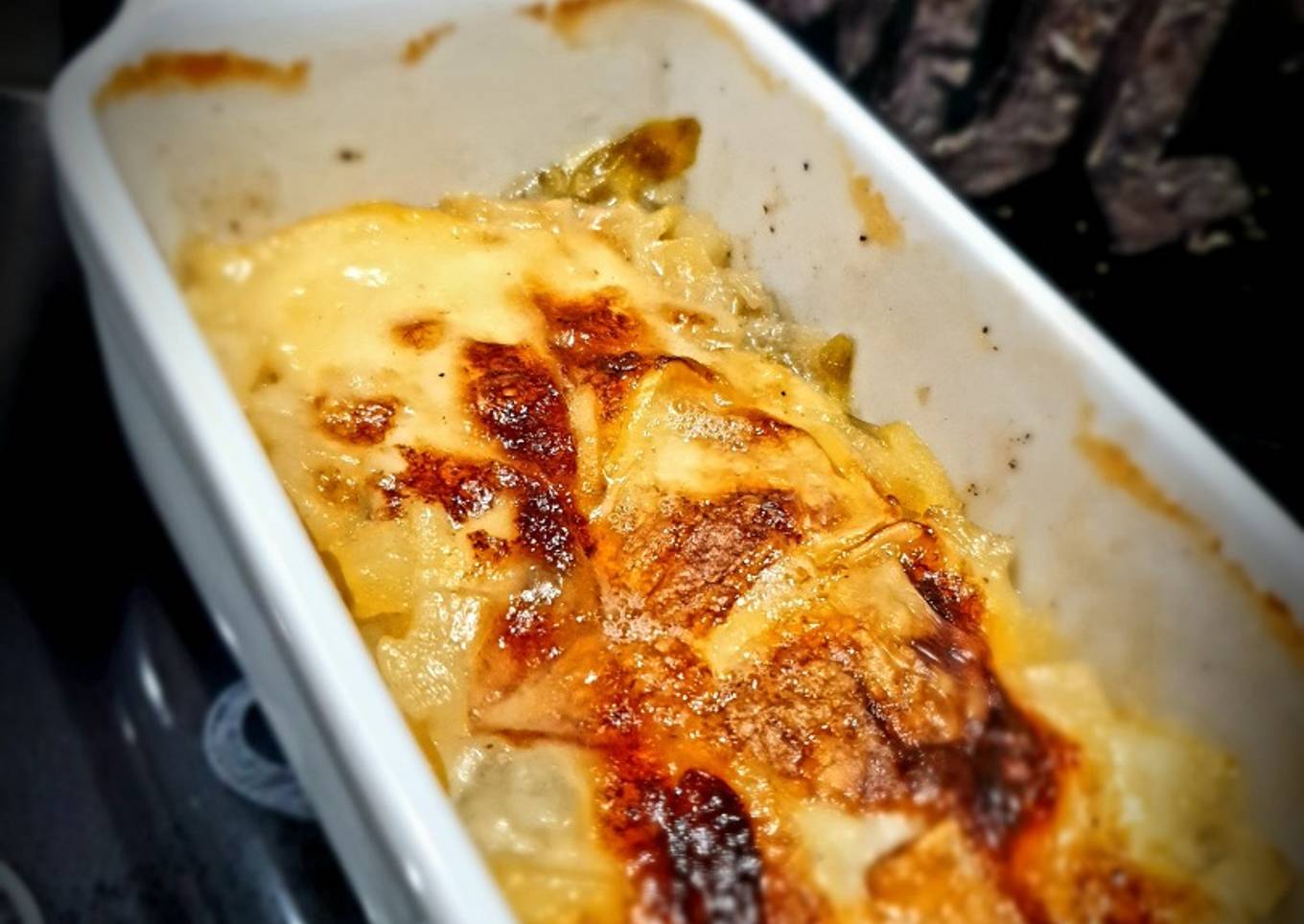 Gratin d'endives, pomme et reblochon